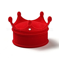 Cajas de anillo de dedo de corona de plástico flocado, para envolver regalos de san valentin, con la esponja en el interior, rojo, 6.7x6.5x4.5 cm, diámetro interior: 5.1 cm