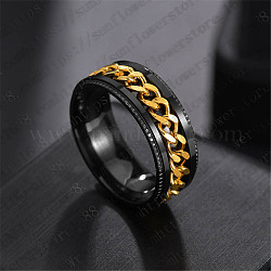 Цепи из нержавеющей стали, вращающееся кольцо на пальце, Кольцо-спиннер для успокоения беспокойства, медитации, золотые, размер США 9 (18.9 мм)