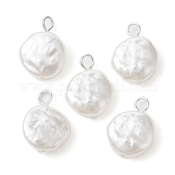 Ciondoli perla d'epoca acrilica, rotondo e piatto, 20x14x5mm, Foro: 2.7 mm