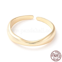 925 кольцо-манжета из стерлингового серебра для девочек и женщин, регулируемое поворотное кольцо с простым куполом, золотые, размер США 6 (16.5 мм)