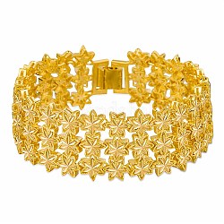 Pulseras de cadenas de eslabones de latón para hombres, con broches banda reloj, flor, dorado, 8-1/8x1 pulgada (20.5x2.4 cm)