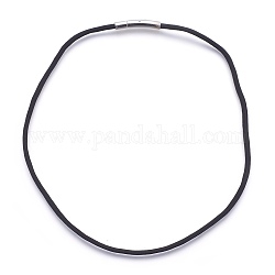 Création de collier en corde de nylon, avec fermoirs à baïonnette en acier inoxydable, couleur inoxydable, noir, 19.29 pouce (49 cm), 3mm