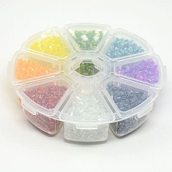 1 Box Mixed Color Two Cut Glass Seed Beads, Hexagon, 2.2mm, Hole: 0.5mm