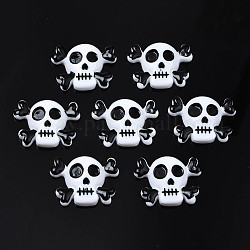 Cabuchones de resina opacos, estilo de halloween, cráneo, blanco, 21x28x7.5mm