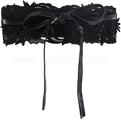 Cinghia delle signore di modo del vestito dalla cinghia della vita del merletto dell'annata, con ritrovamento in similpelle, nero, 2550mm