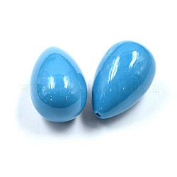 Teardrop Dyed Synthetical Coral Beads, For Half Drilled, DeepSky Blue, 22x14mm, Hole: 1mm