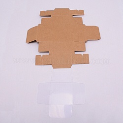 Красно-бумажные картонные шкатулки для драгоценностей, с ПВХ фурнитурой, верблюжие, коробка: 8.3x8.3x3.6 мм