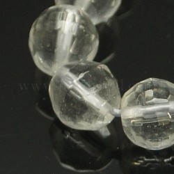 Quartz Crystal Beads Strands, Rock Crystal Beads, Faceted, Round, Clear, 6mm, Hole: 1mm