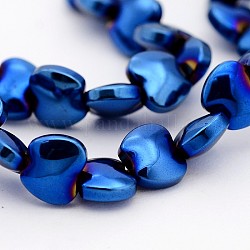 Chapelets de perles en hématite synthétique sans magnétique, pomme, bleu plaqué, 5x6x3mm, Trou: 1mm, Environ 77 pcs/chapelet, 15.7 pouce