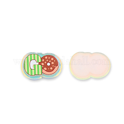 Plate Transparent Acrylic Cabochons, with Printed Go, Light Green, 23x16x2.5mm