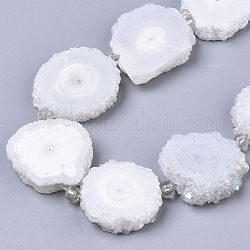 Elettrodeposte perle di quarzo naturale fili, quarzo solare, fiore, bianco, 12~25x12~25x5mm, Foro: 1.2 mm, circa 9~10pcs/filo, 7.87 pollice (20 cm)