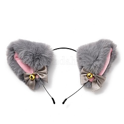 Cosplay de anime con banda para la cabeza con orejas de gato esponjoso, cintas japonesas para la cabeza de lolita, accesorios para el cabello para fiestas de niñas, gris claro, 250mm