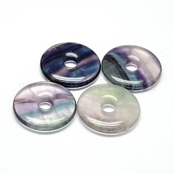Donut / pi disc natural colgantes de fluorita, 30x5mm, agujero: 6 mm