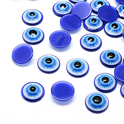Glitter polvere resina cabochons male occhio, mezzo tondo/cupola, dodger blu, 8x3.5mm