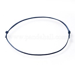 Fabricación de pulseras de cordones de poliéster encerado plano ajustable, azul oscuro, 8 pulgada ~ 11-7/8 pulgadas (20.4~30 cm)