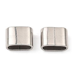 303 charms per diapositive in acciaio inossidabile / perle scorrevoli, per fare braccialetti con cordoncino di cuoio, ovale, colore acciaio inossidabile, 6.5x12x9mm, Foro: 4.5x10 mm