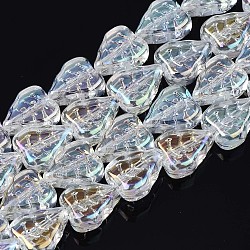 Chapelets de perles en verre électroplaqué, couleur ab , feuille, clair ab, 10x8x4mm, Trou: 0.9mm, Environ 65 pcs/chapelet, 24.80 pouce (63 cm)