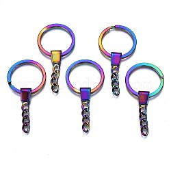 Regenbogenfarbene geteilte Schlüsselanhänger aus Legierung, mit Ketten, Zubehör des Schlüsselbundverschlusses, Cadmiumfrei und Nickel frei und Bleifrei, 62 mm