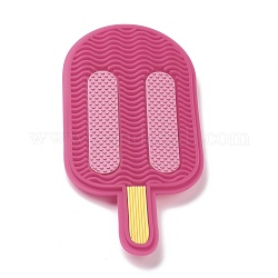 Outil de lavage portable pour tapis de nettoyage de brosse de nettoyage de maquillage en silicone, avec ventouse, forme de crème glacée, pour hommes et femmes, support violet rouge, 15.2x7.1x1.1 cm