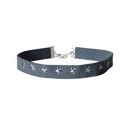 Halskette aus PU-Leder, Stern, Stahlblau, 11.81 Zoll (30 cm)