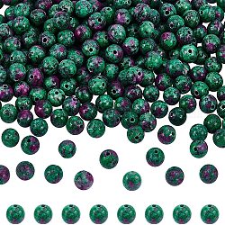 Nbeads 300 Stück Natursteinperlen 6mm, runde Perlen aus natürlicher weißer Jade, Abstandshalter, lose Perlen aus gefärbtem Edelstein mit 1-mm-Loch für die Schmuckherstellung von Halsketten und Armbändern, dunkelrot
