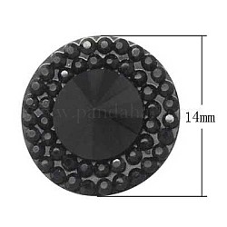 Resin Cabochons, Faceted, Cone, Black, 14x5mm