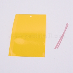 Trappola appiccicosa di plastica dei pp, con filo d'acciaio, rettangolo, oro, 15x10x0.1cm, Foro: 6 mm, 20pcs/scatola