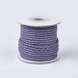 Cuerdas de cuero trenzado, redondo, lila, 3 mm, aproximamente 10 yardas / rodillo