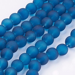 Transparente Glasperlen stränge, matt, Runde, marineblau, 8 mm, Bohrung: 1.3~1.6 mm, ca. 99 Stk. / Strang, 31.4 Zoll