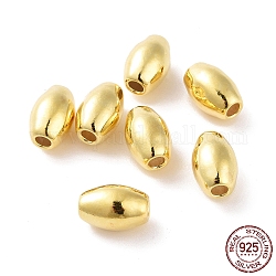 Perles 925 en argent sterling, baril, or, 9x6mm, Trou: 2mm, environ 21 pcs/10 g