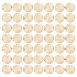 Dicosmetic 60 Stück Goldmünze, gebogener Anhänger, flach, rund, Scheibenanhänger, blanko, Stempelanhänger, Messinganhänger, blanko zum Gravieren, Nachricht, Wortanhänger, für DIY-Schmuckherstellung, Basteln, Bohrung: 1.2 mm