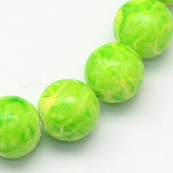 1Strand Imitation Regalite Beads Spray Painted Glass Round Beads Strands, Lawn Green, 9.5~10mm, Hole: 1.5mm, about 85pcs/strand, 31.5inch
