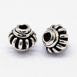 Brass Corrugated Beads, Lantern Beads, Antique Silver, 10x9.5mm, Hole: 2.5mm