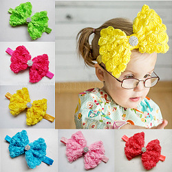 Elastische Babystirnbänder für Mädchen, Haar-Accessoires, mit Spitzenschleife und Strass, Mischfarbe, 340~360 mm