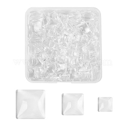 150pcs 3 styles cabochons carrés en verre transparent, clair, 50 pièces / style
