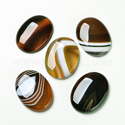 Cabuchones de ágata rayada natural / ágata rayada, espalda plana, oval, teñido, saddle brown, 40x30x7mm