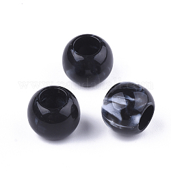 Акриловые бусины, Стиль имитация драгоценных камней, рондель, чёрные, 11.5x9.5 мм, отверстие : 5.5 мм, Около 760 шт / 500 г