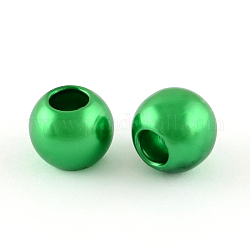 Perles européennes en plastique ABS d'imitation perle, perles de rondelle avec grand trou , verte, 11.5~12x10mm, Trou: 5mm