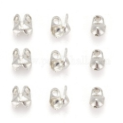 Iron Bead Tips, Calotte Ends, Cadmium Free & Lead Free, Clamshell Knot Cover, Platinum, 4x2mm, Hole: 1mm, 1.5mm inner diameterr, about 312pcs/10g