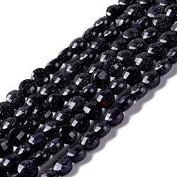 Chapelets de perles en pierre d'or bleue synthétique, facette, plat rond, 4x3mm, Trou: 0.6mm, Environ 105 pcs/chapelet, 15.43'' (39.2 cm)