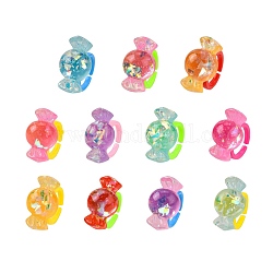 Bagues en acrylique, avec de la résine, bijoux pour enfants, candy, couleur mélangée aléatoire, couleur aléatoire simple ou couleur mélangée aléatoire, 13.5~14mm