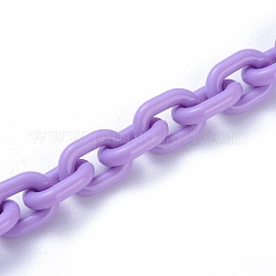 Cadenas de cable de acrílico hechas a mano, oval, púrpura, 19x14x4mm, aproximadamente 23.62 pulgada (60 cm) / hebra