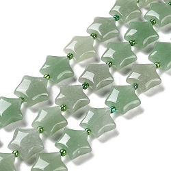 Verde naturale perline avventurina fili, con perline semi, stella, 14~15.5x15~16x6.5~7mm, Foro: 1 mm, circa 24~25pcs/filo, 15.55''~15.95'' (39.5~40.5 cm)