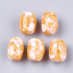 Harz perlen, Nachahmung Edelstein-Chips-Stil, Fass, dunkelorange, 14~15x12 mm, Bohrung: 2 mm