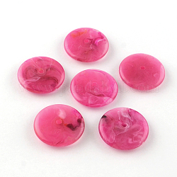 Perles acryliques rondes d'imitation pierre précieuse, rose foncé, 26x6mm, Trou: 2.5mm, environ 180 pcs/500 g