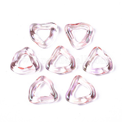 Anillos de resina transparentes, color de ab chapado, triángulo, rosa perla, diámetro interior: 11 mm