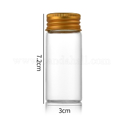 Botellas de vidrio transparente contenedores de abalorios, tubos de almacenamiento de cuentas con tapa de rosca y tapa de aluminio, columna, dorado, 3x7 cm, capacidad: 30ml (1.01fl. oz)