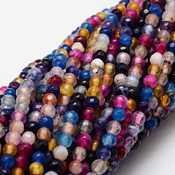 Sfaccettato agata naturale perle tonde fili, tinto, colorato, 4mm, Foro: 1 mm, circa 92pcs/filo, 15.3 pollice