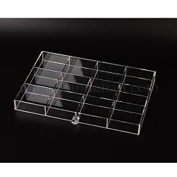 Rectangle Organic Glass Jewelry Beads Boxes, Portable Storage Containers, 12 Compartments, Clear, 243x361x34mm
