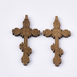 Grands pendentifs en bois, teinte, croix, chameau, 51x26.5x4.5mm, Trou: 1.5mm